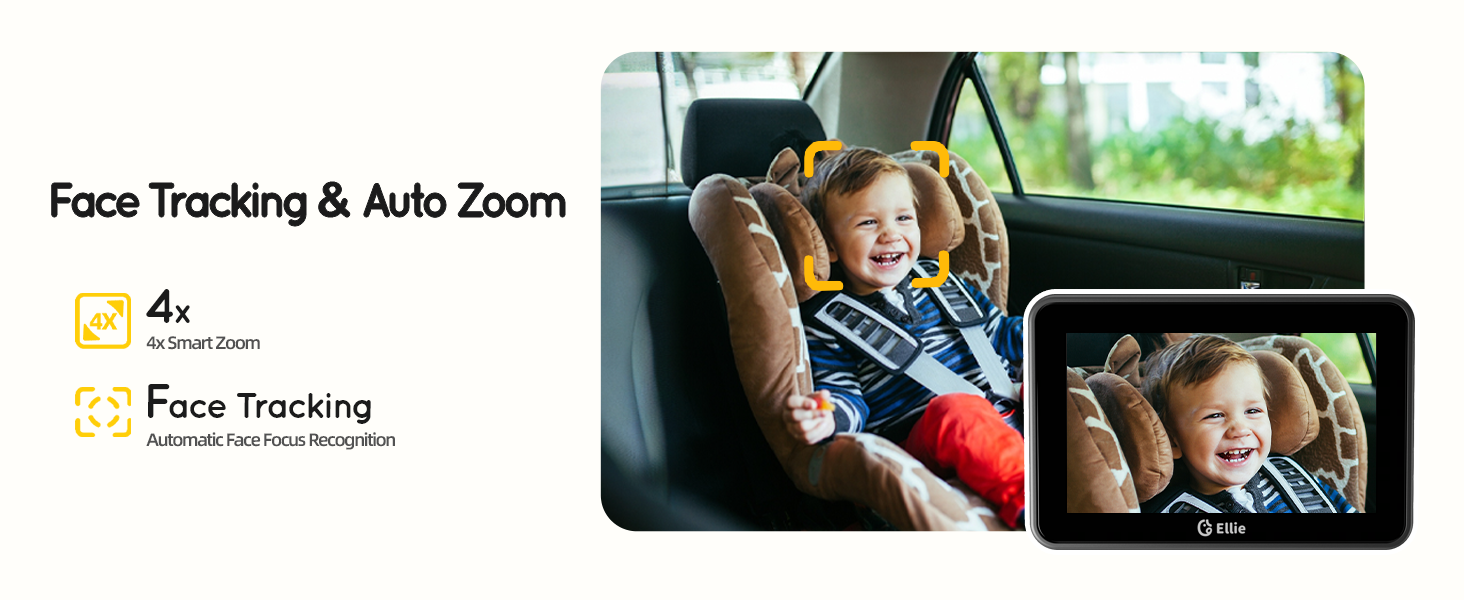 Ellie Baby Car Monitor-Auto smart Zoom